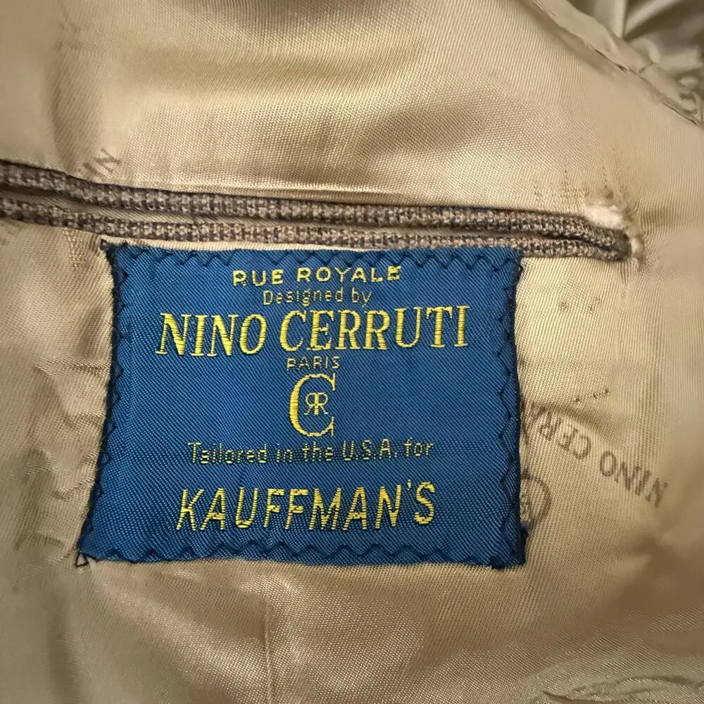 Vintage Nino Cerruti Rue Royale Men's Brown Pure Wool Blazer Sport Coat USA